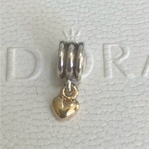 Pandora Silver and Gold Heart Charm Retired